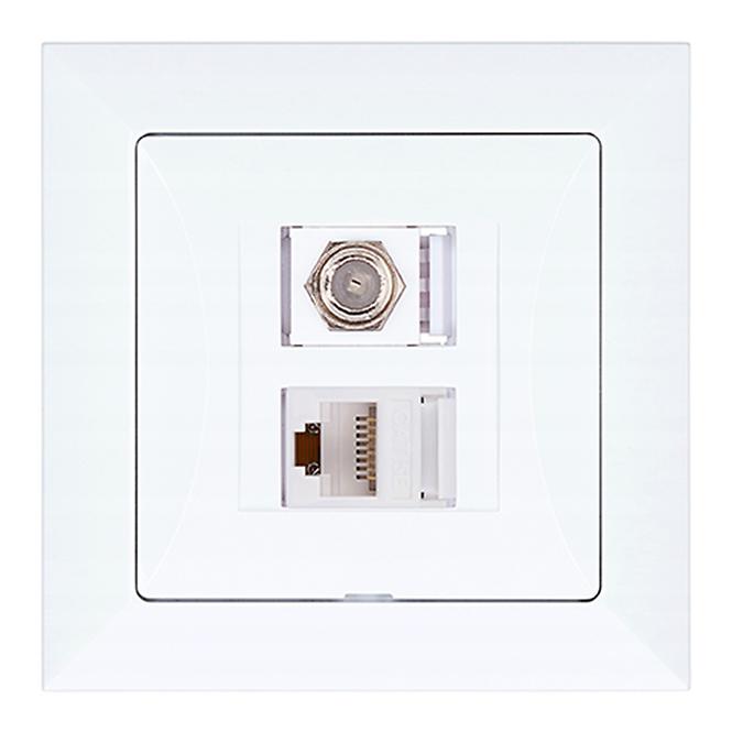 Zásuvka typu F + Zásuvka RJ45 POLA white 33026