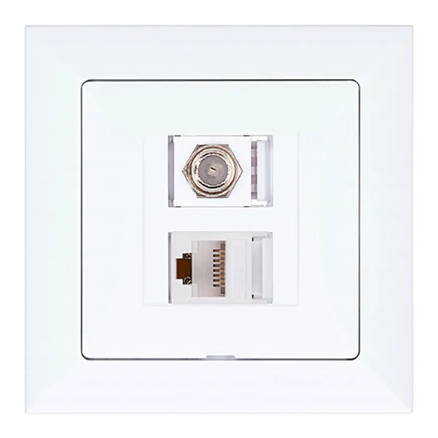 Zásuvka typu F + Zásuvka RJ45 POLA white 33026