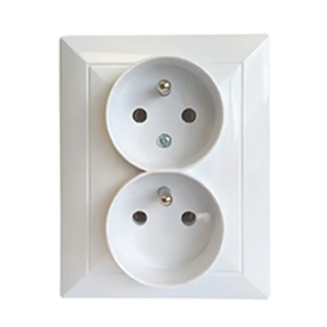 Dvojitá zásuvka česká POLA white 33034
