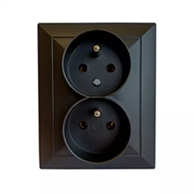 Dvojitá zásuvka czeskie POLA black 33213