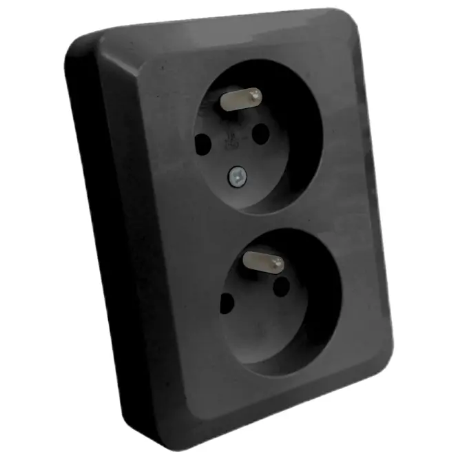 Dvojitá zásuvka česká Z/U SILVA black 46139