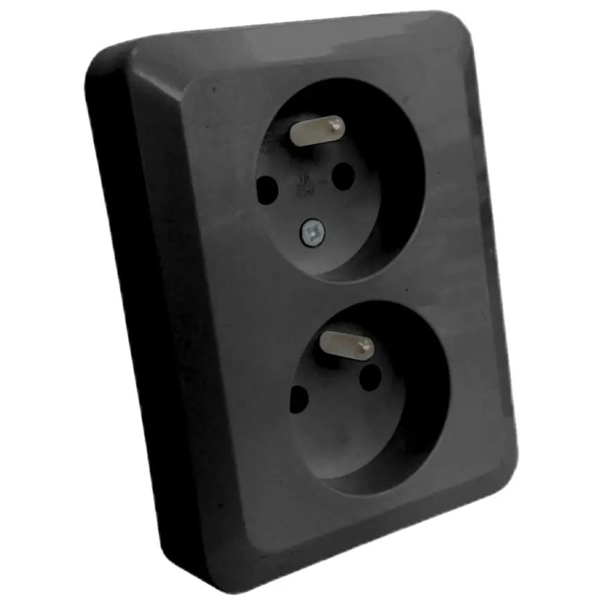 Dvojitá zásuvka česká Z/U SILVA black 46139