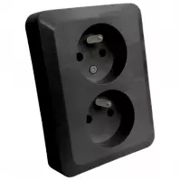 Dvojitá zásuvka czeskie Z/U SILVA black 46139