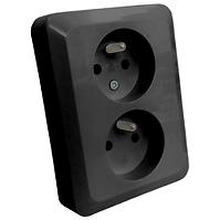 Dvojitá zásuvka czeskie Z/U SILVA black 46139