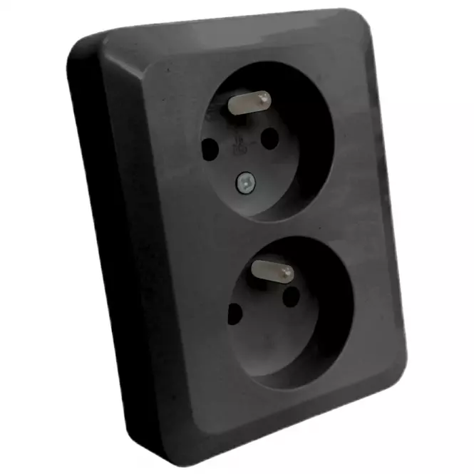 Dvojitá zásuvka czeskie Z/U SILVA black 46139