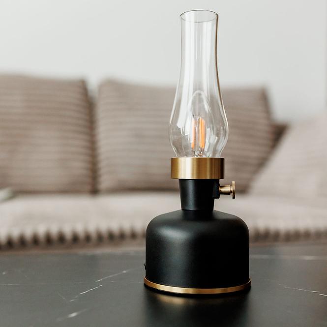 Stolová lampa OLIA USB IP44 čierna