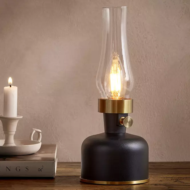Stolová lampa OLIA USB IP44 čierna