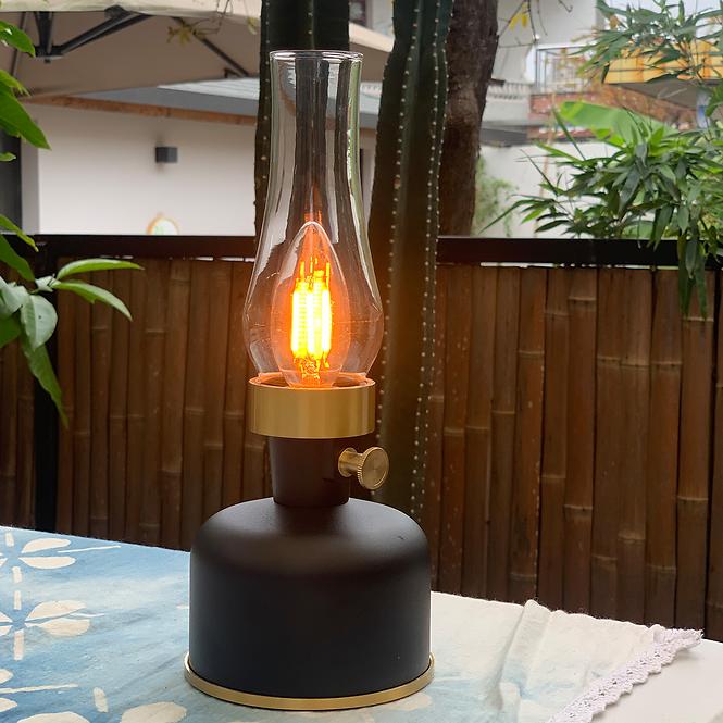 Stolová lampa OLIA USB IP44 čierna