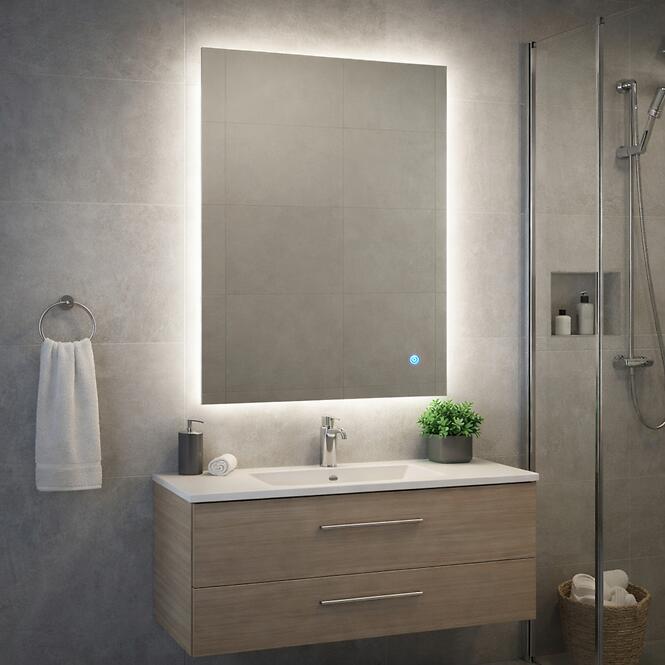 Kúpeľňové zrkadlo s LED osvetlením a dotykovým vypínačom 62 W 60x80 cm
