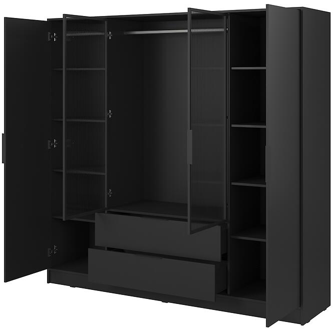 Skriňa Kelly 4D RM čierna s LED,3