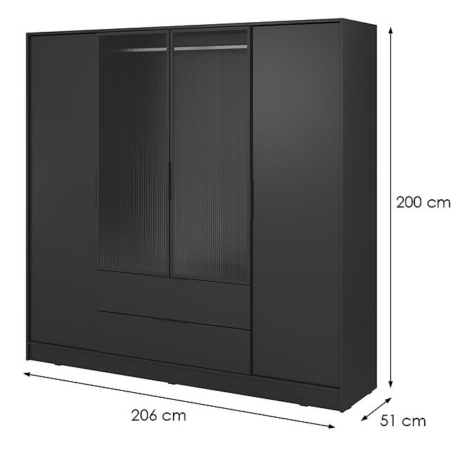 Skriňa Kelly 4D RM čierna so led,2