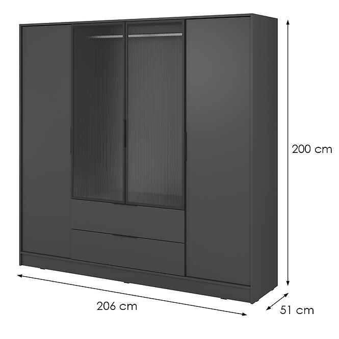 Skriňa Kelly 4D RM grafit s LED,2