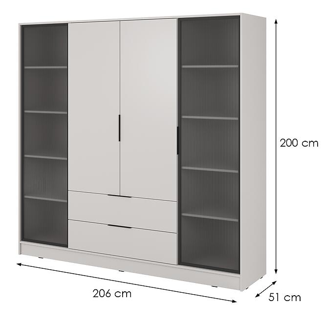 Skriňa Kelly 4D RD cashmere s LED,2