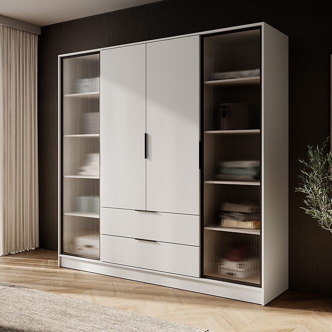 Skriňa Kelly 4D RD cashmere s LED,4