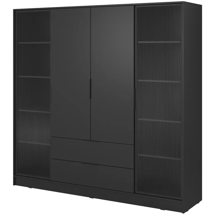 Skriňa Kelly 4D RD čierna s LED