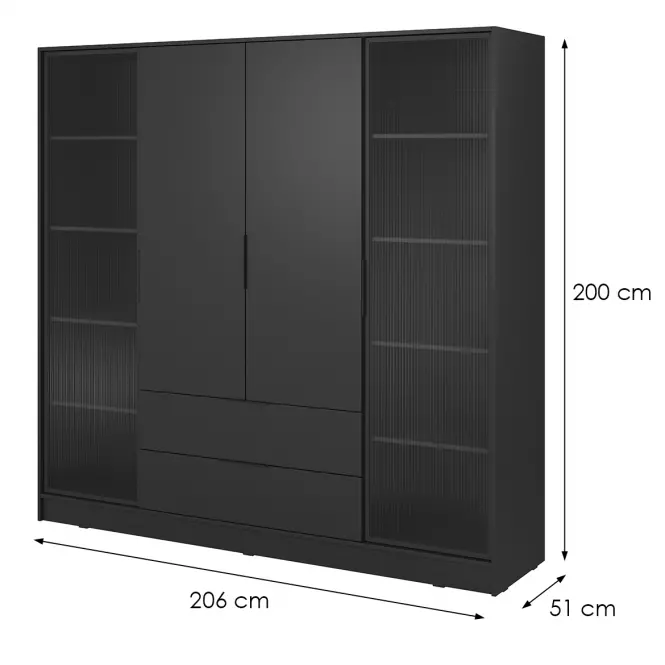 Skriňa Kelly 4D RD čierna so led