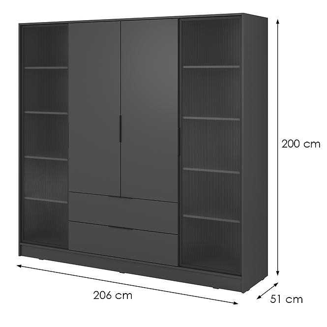 Skriňa Kelly 4D RD grafit so led,2