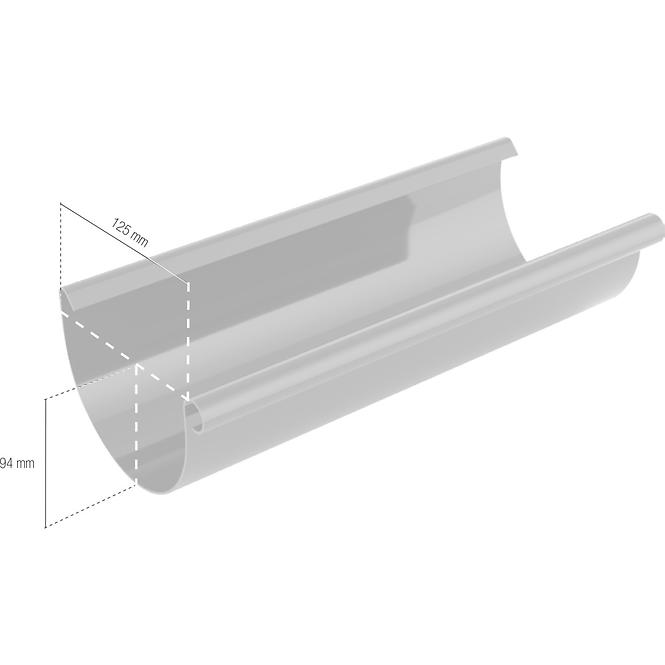 Odkvapový žľab Ø 125 mm plastový dĺžka 2000 mm hnedý