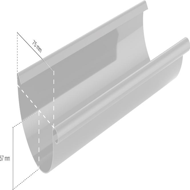 Odkvapový žľab Ø 75 mm plastový dĺžka 2000 mm hnedý