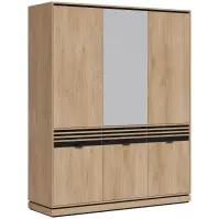 Skriňa Ferro 165cm so zrkadlom-dub crem, šesťdverová