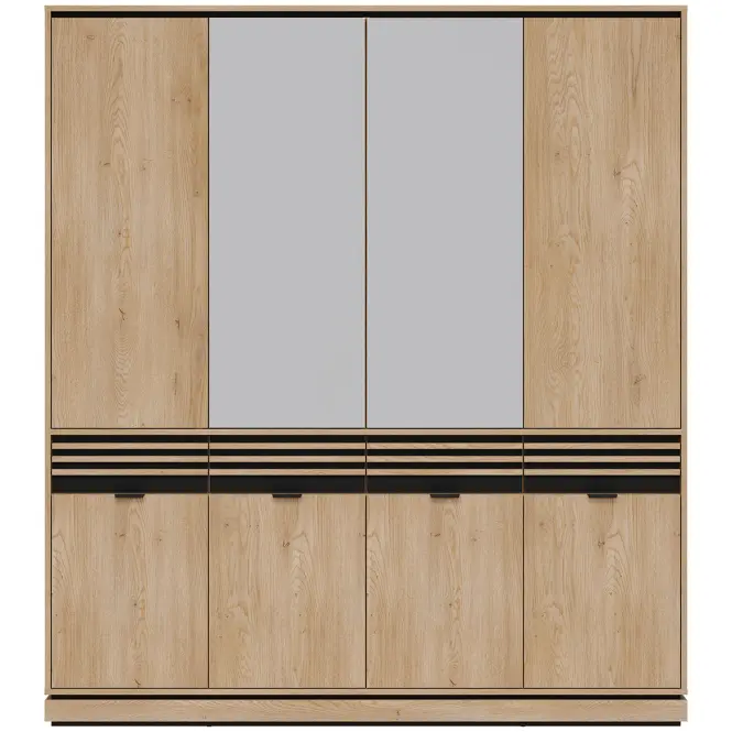 Skriňa Ferro 182cm so zrkadlom-dub crem, osemdverová