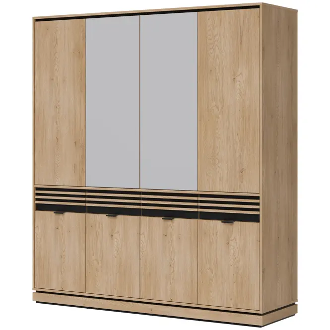 Skriňa Ferro 182cm so zrkadlom-dub crem, osemdverová