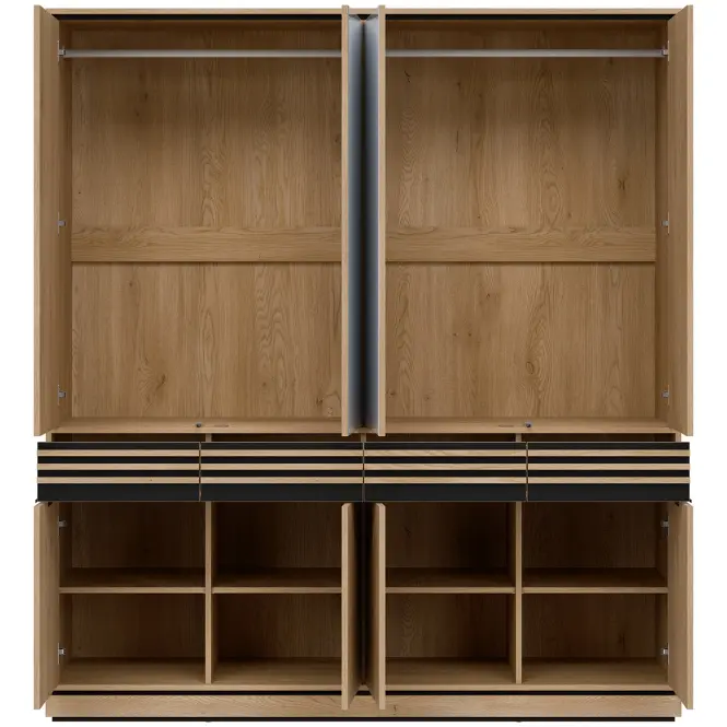 Skriňa Ferro 182cm so zrkadlom-dub crem, osemdverová