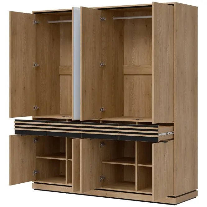 Skriňa Ferro 182cm so zrkadlom-dub crem, osemdverová