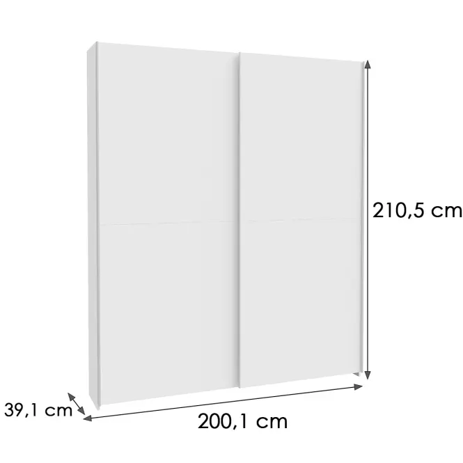 Skriňa s posuvnými dverami Chiselsdon 200,1cm- biela, dvojdverová,2