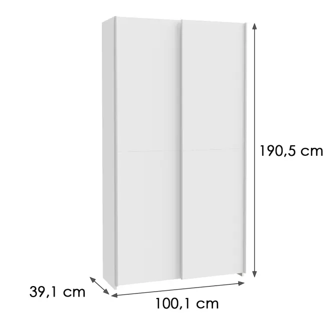Skriňa s posuvnými dverami Chiselsdon 100,1cm- biela, dvojdverová,2