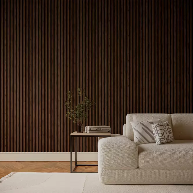 Akustické panely lamelové na plsti Orech Columbia 30x265 cm
