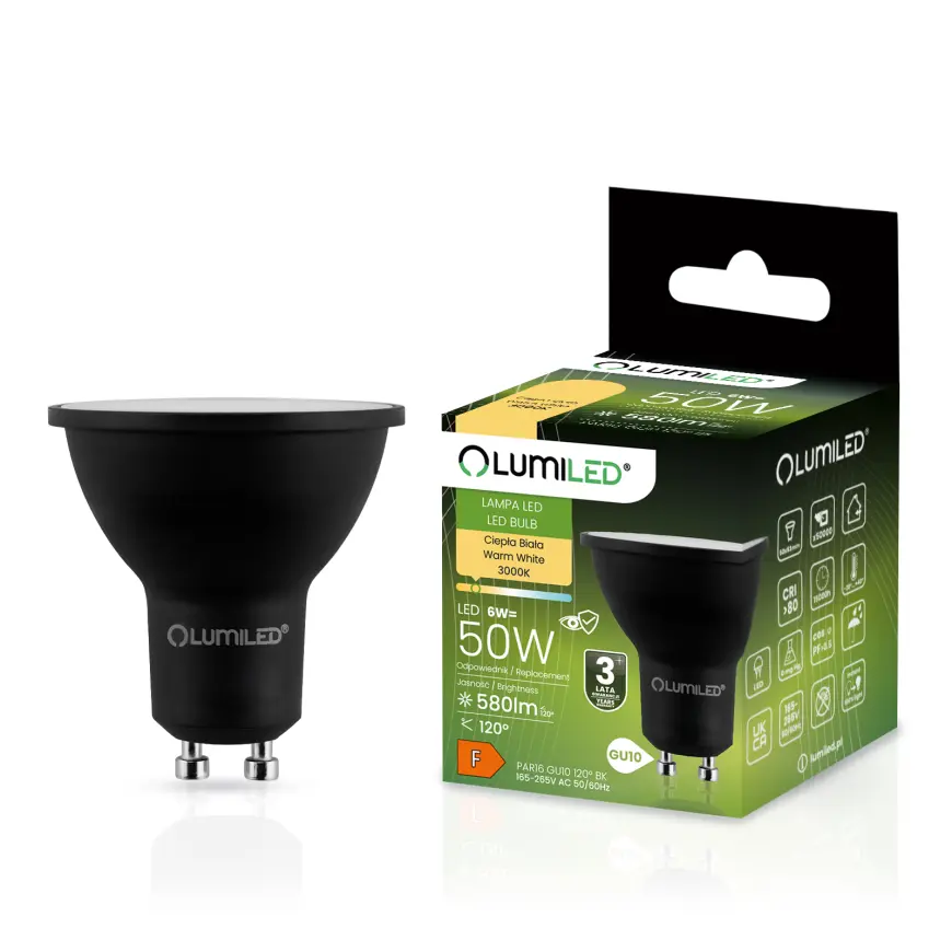 Žiarovka LED GU10 6W 830 580LM FR 120D BK 3000