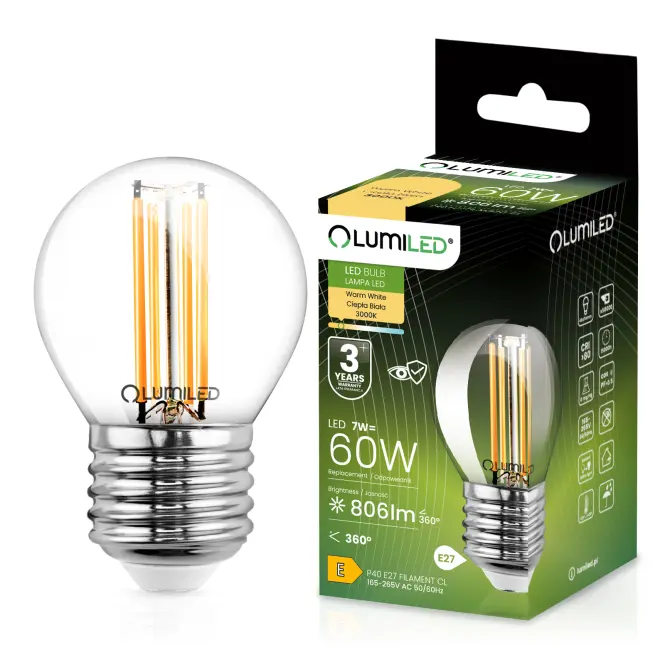 Žiarovka LED  FIL 7W E27 806LM CB