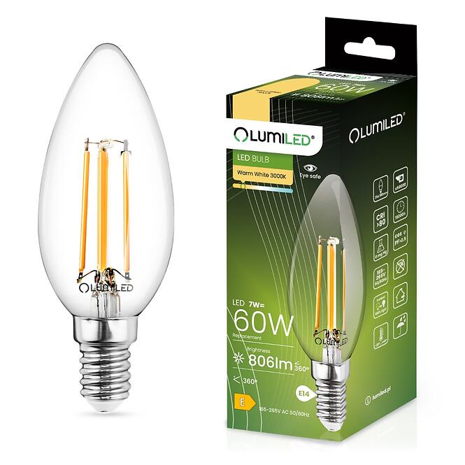 Žiarovka LED sviečka FIL 7W E14 806LM 3000K CCD