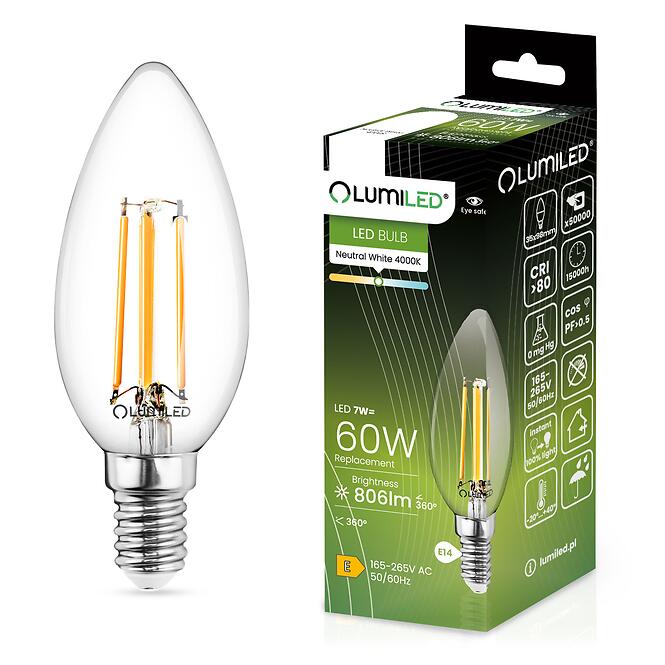 Žiarovka LED sviečka FIL 7W E14 806LM 4000K CCD