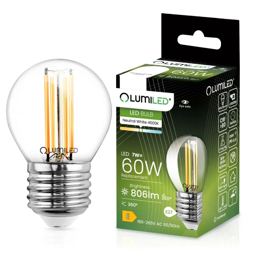 Žiarovka LED FIL 7W E27 806LM NB