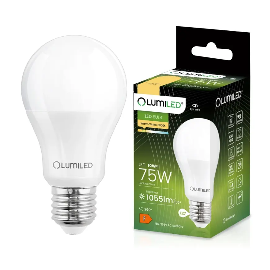 Žiarovka LED A60 10W 75W E27 1055LM 3000K