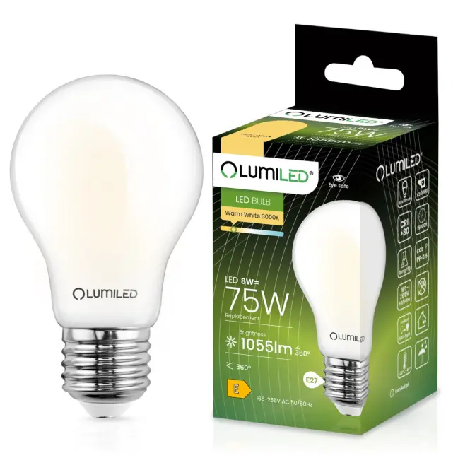Žiarovka LED A60 FIL FR 8W 75W E27 1055LM 3000