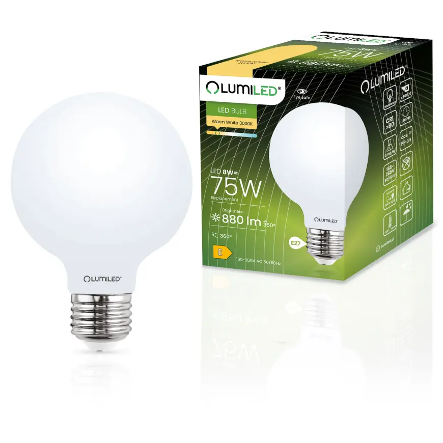 Žiarovka LED filament FR G95 8W E27 880LM 3000