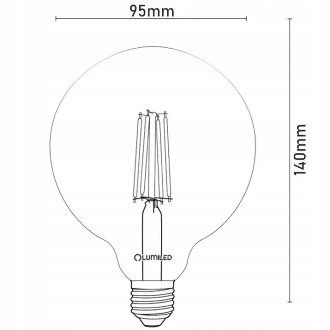 Žiarovka LED filament FR G95 8W E27 880LM 3000