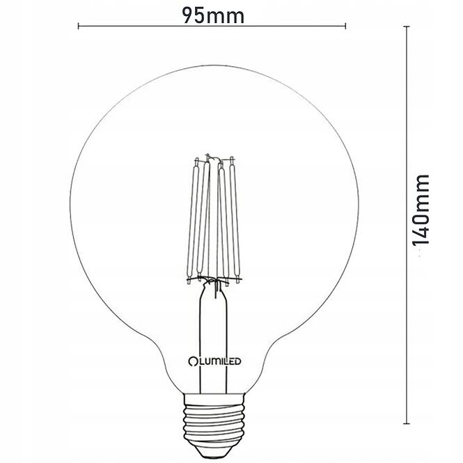 Žiarovka LED filament FR G95 8W E27 880LM 3000