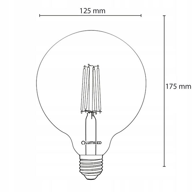 Žiarovka LED G125 filament 7W E27 806LM 2000K,4