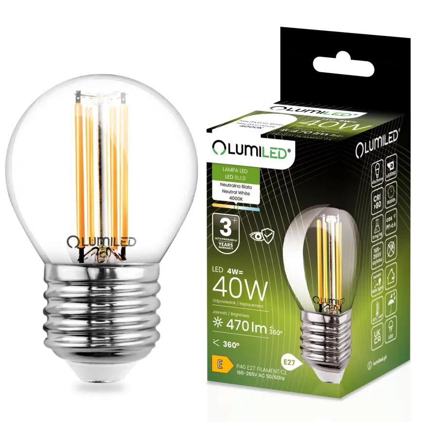 Žiarovka LED  FIL 4W E27 470LM NB