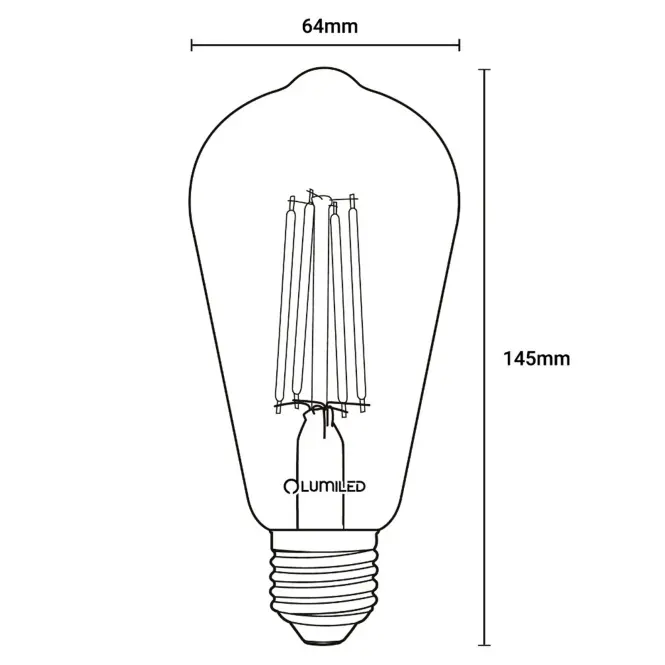 Žiarovka LED ST64 filament 6W E27 2200K SMOKEY