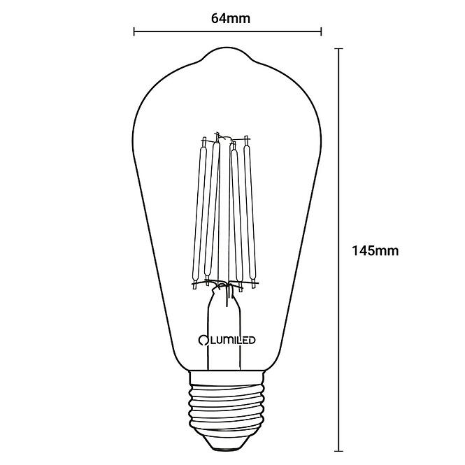 Žiarovka LED ST64 filament 6W E27 2200K SMOKEY,4