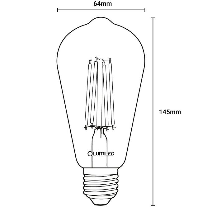 Žiarovka LED ST64 filament CL 8W E27 880LM 400,4