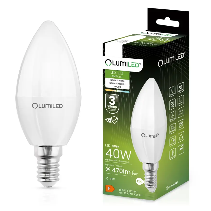 Žiarovka LED sviečka 5W E14 470LM NB