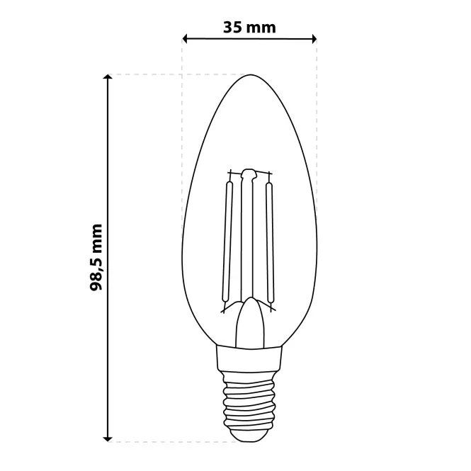 Žiarovka LED sviečka FIL 4W E14 470LM 3000K