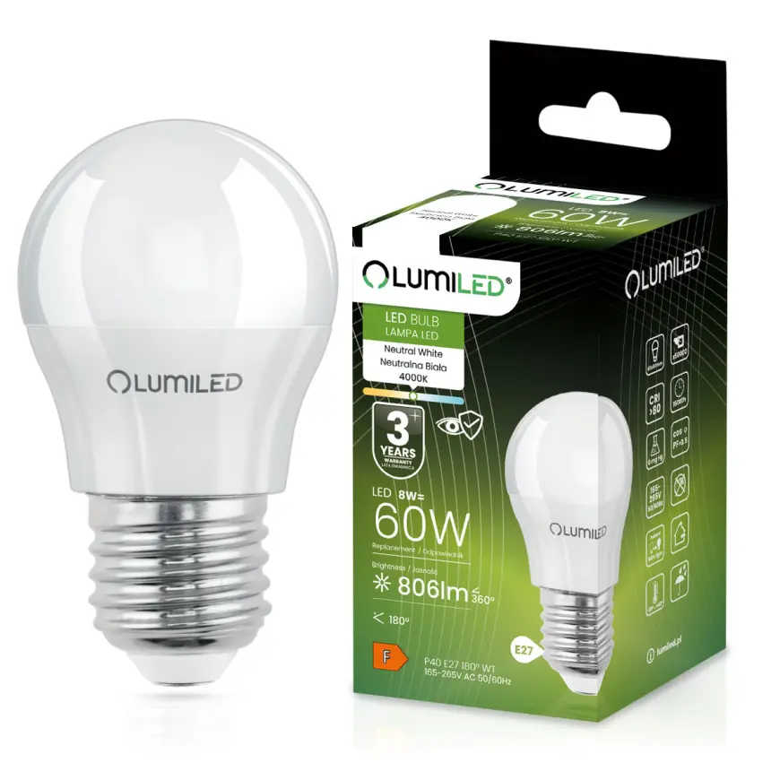 Žiarovka LED 8W E27 806LM NB