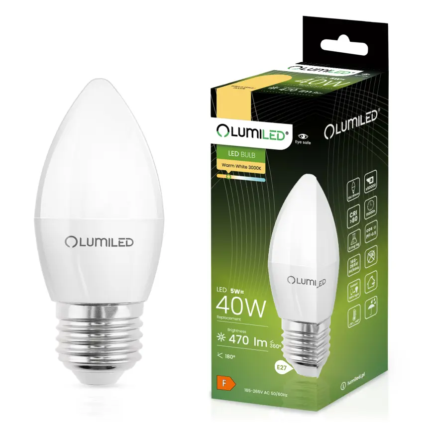 Žiarovka LED sviečka 5W E27 470LM CB